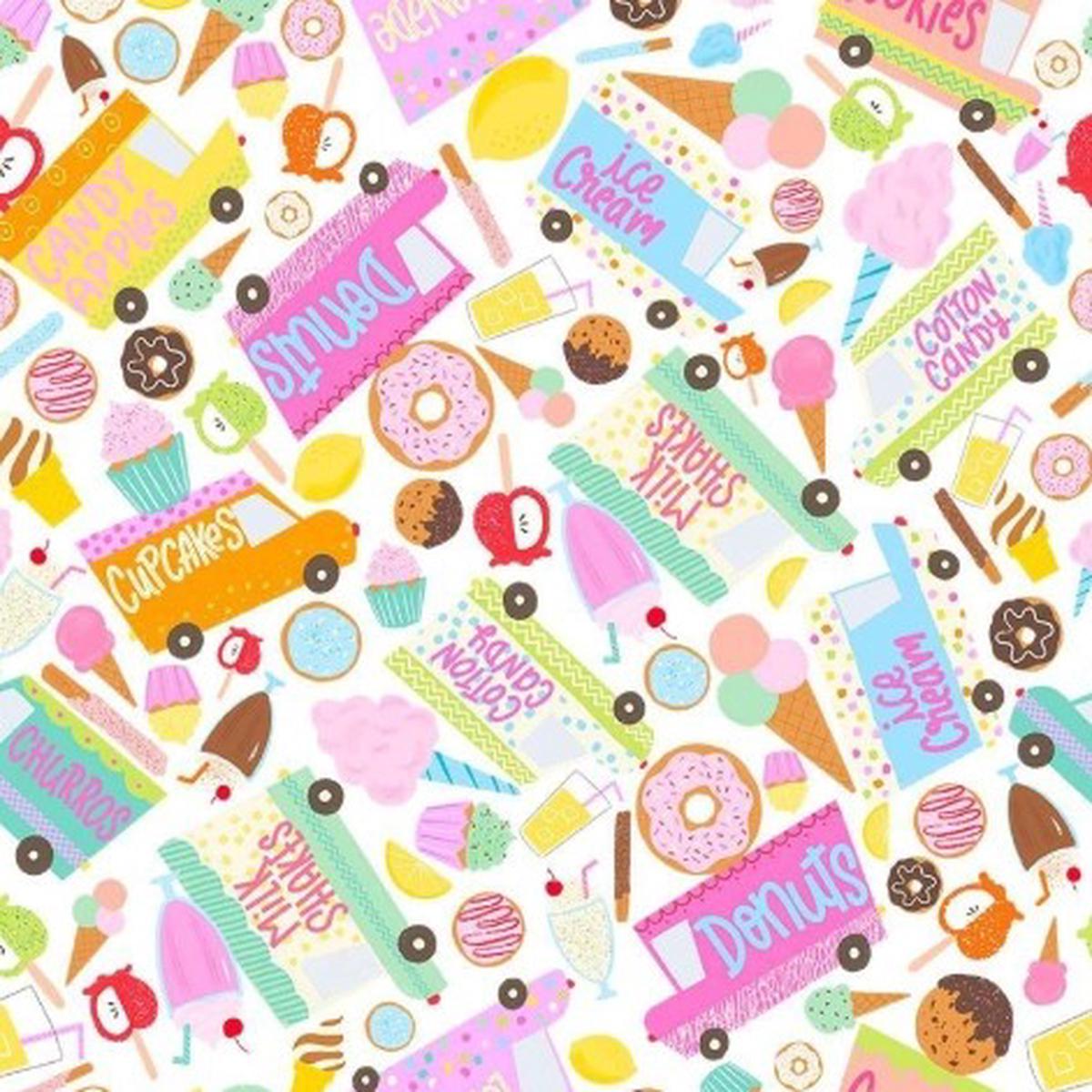 Timeless Treasure - Sweet Treats - Sweet Food Truck - ALICE & TILLY - AT-CD4128 WHITE