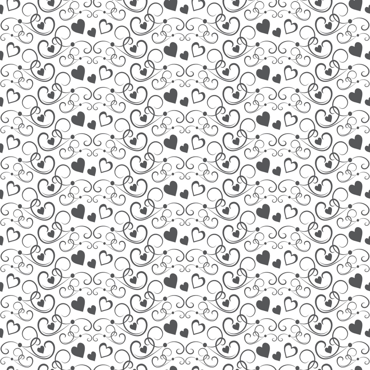 Hearts Fabric - Steel Gray
