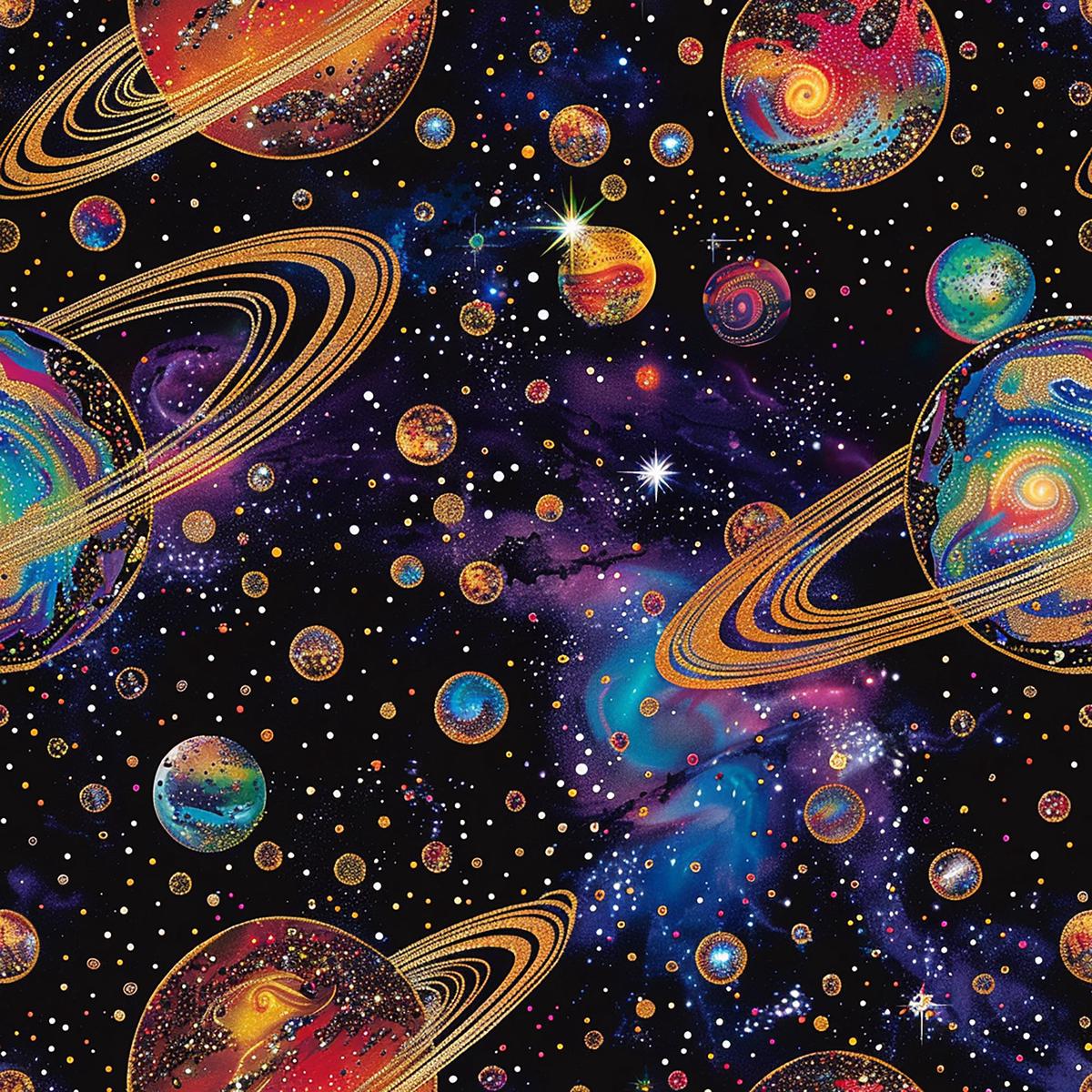 Planets and Stars Pattern 8 Quilting Cotton Fabric