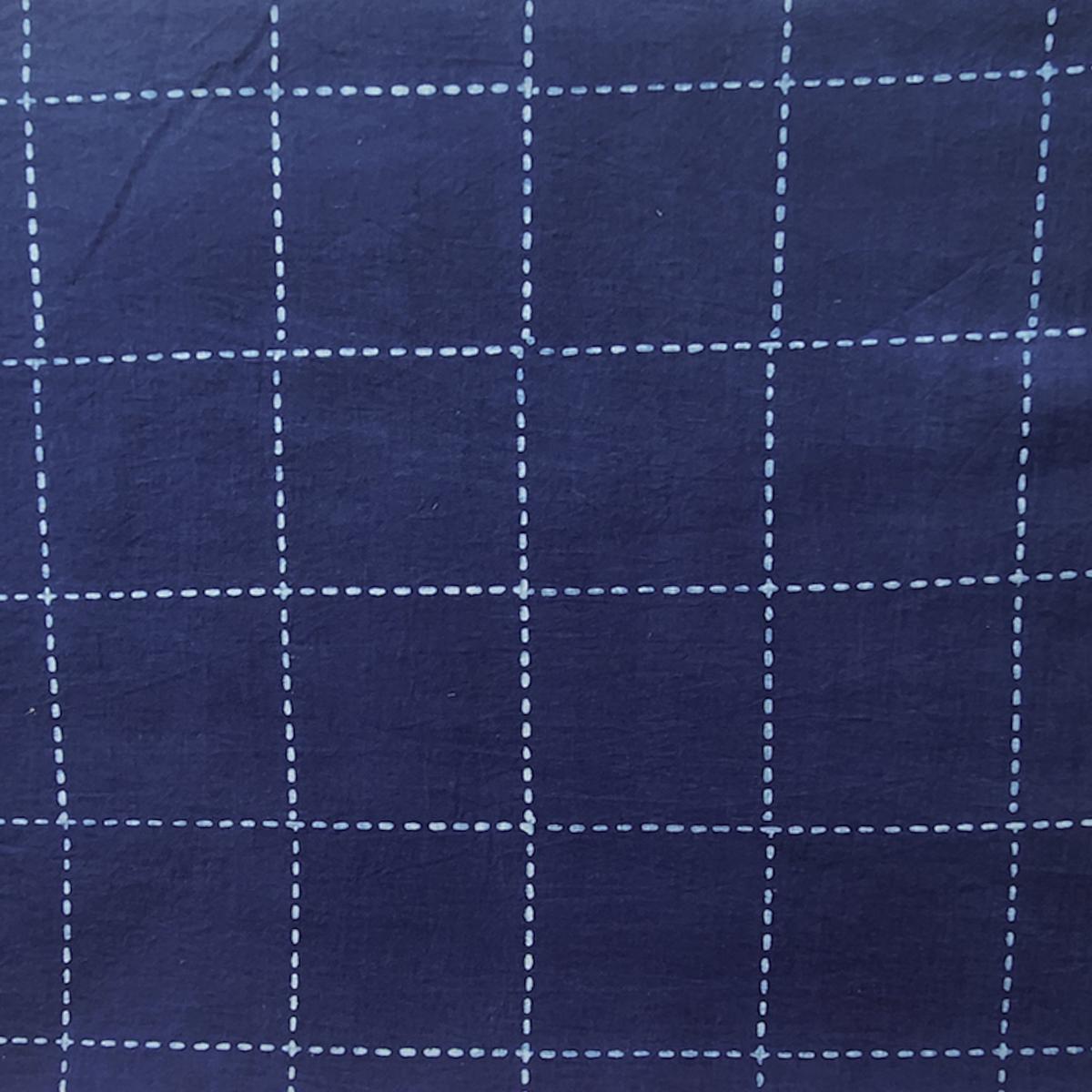Pure Cotton Akola Indigo Square Design Hand Block Print Fabric