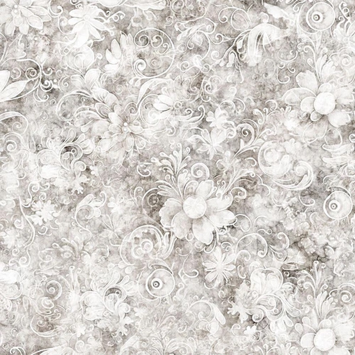 108-inch Quil Backing Queen's Garden Cotton Shades White Gray #1