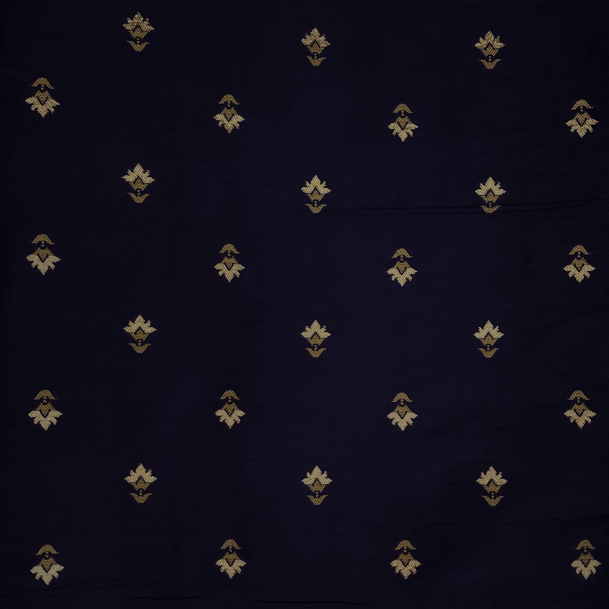 Brocade Navy Blue With Tiny Motifs Woven Fabric