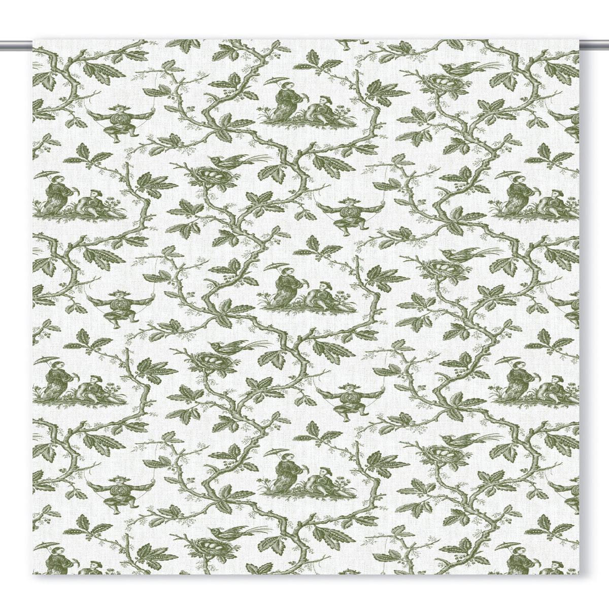 'Tamashini' Fabric by the Yard (Fern Green/ White)