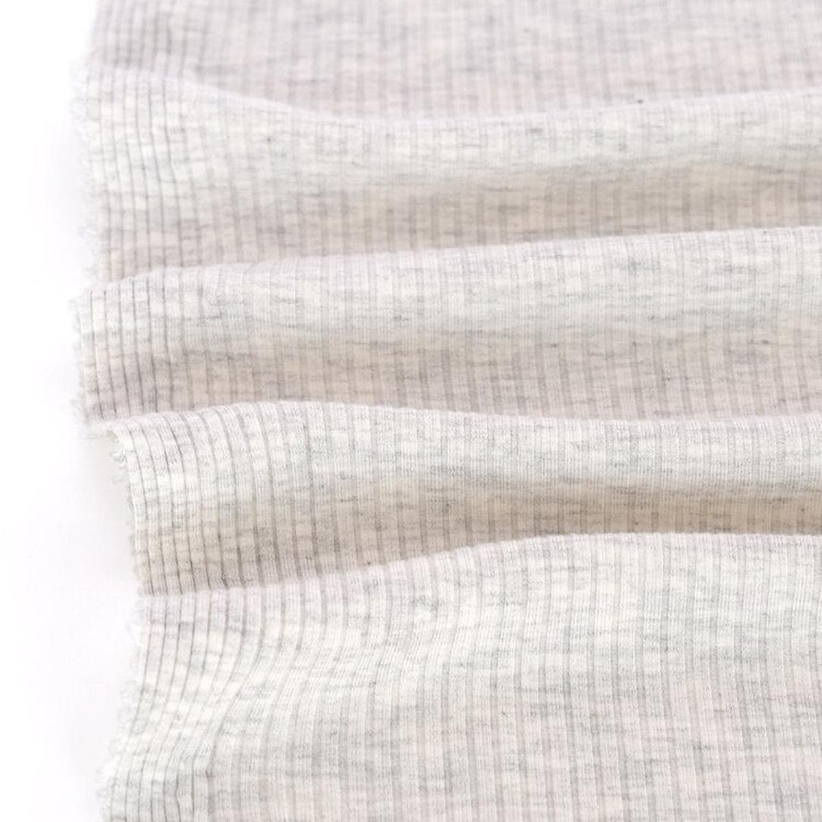 Medium Weight Bamboo Rib Knit - Light Heather Grey