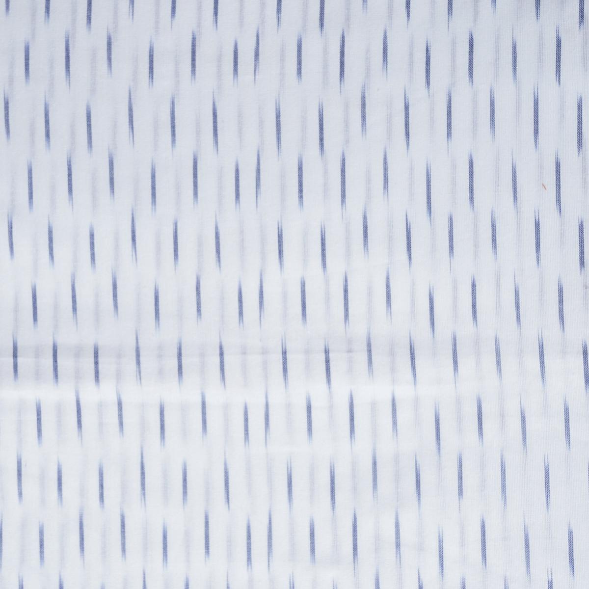 Pure Cotton Ikkat White With navy blue small lines Handwoven Fabric