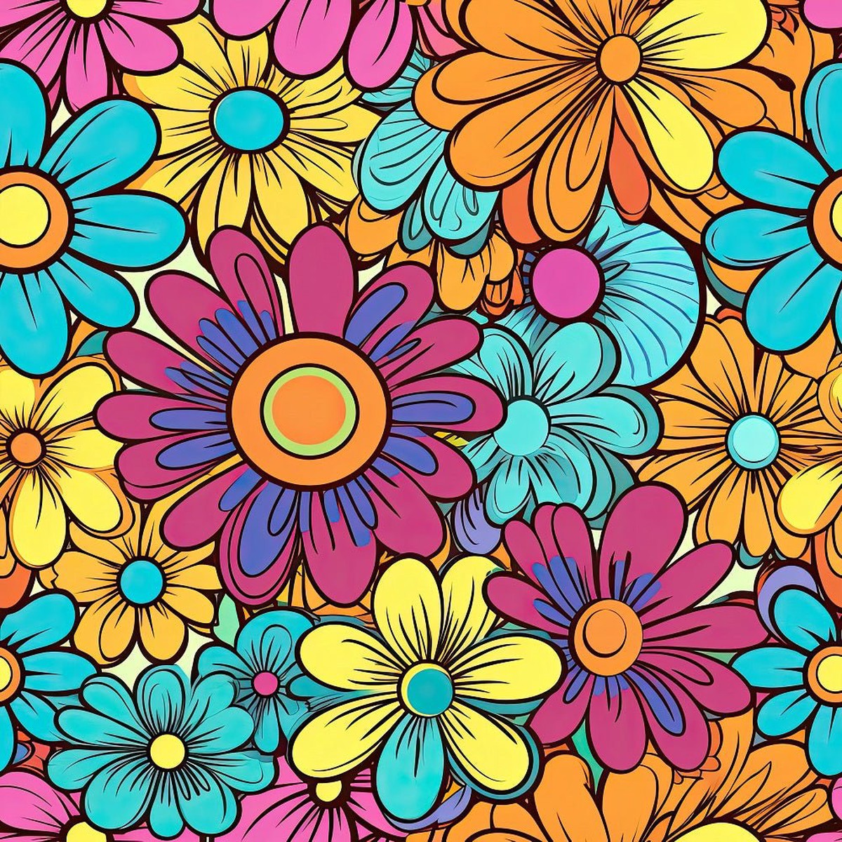 Groovy Flowers Pattern 10 Fabric