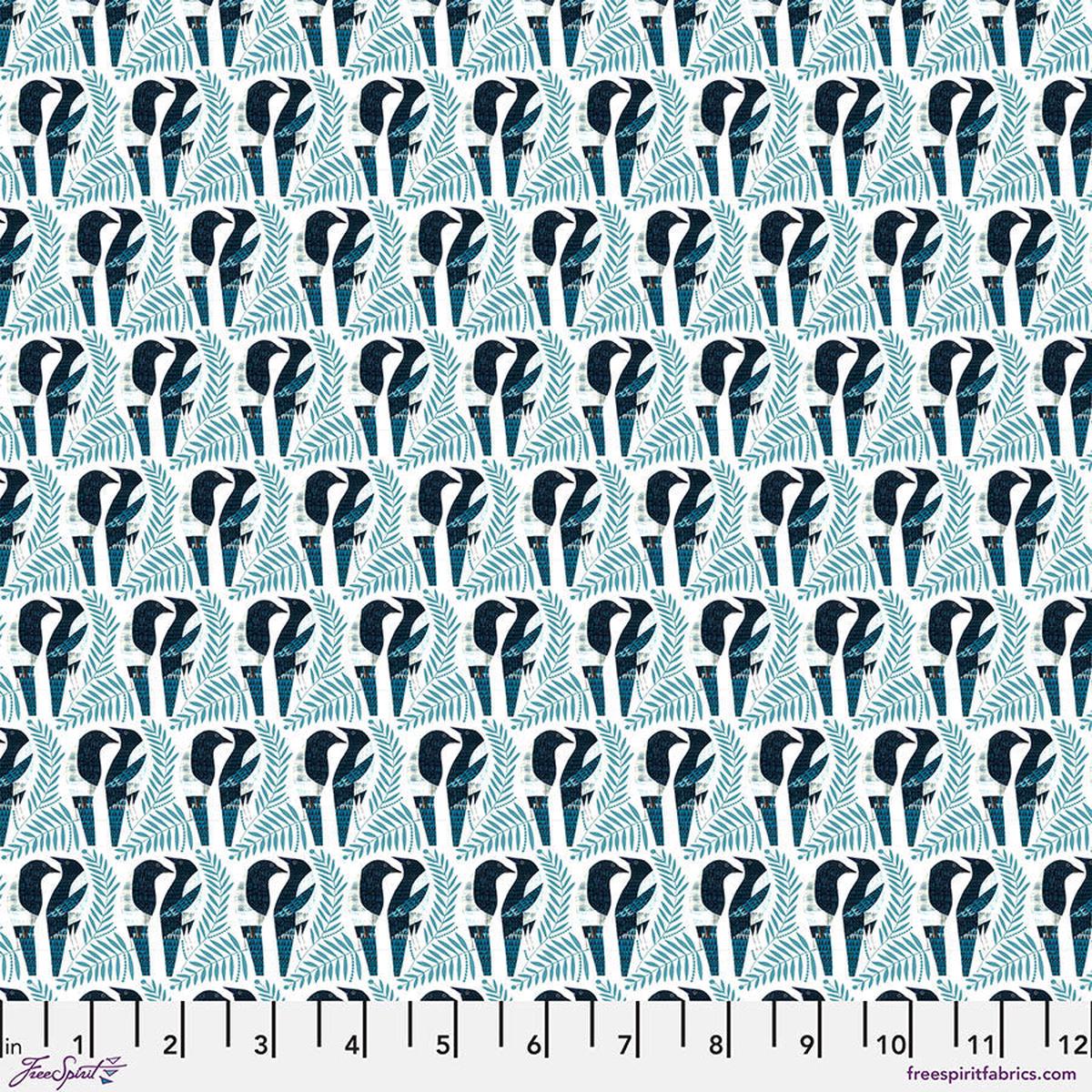 Magpies Teal Cotton 44"/45" Fabric Per Yard