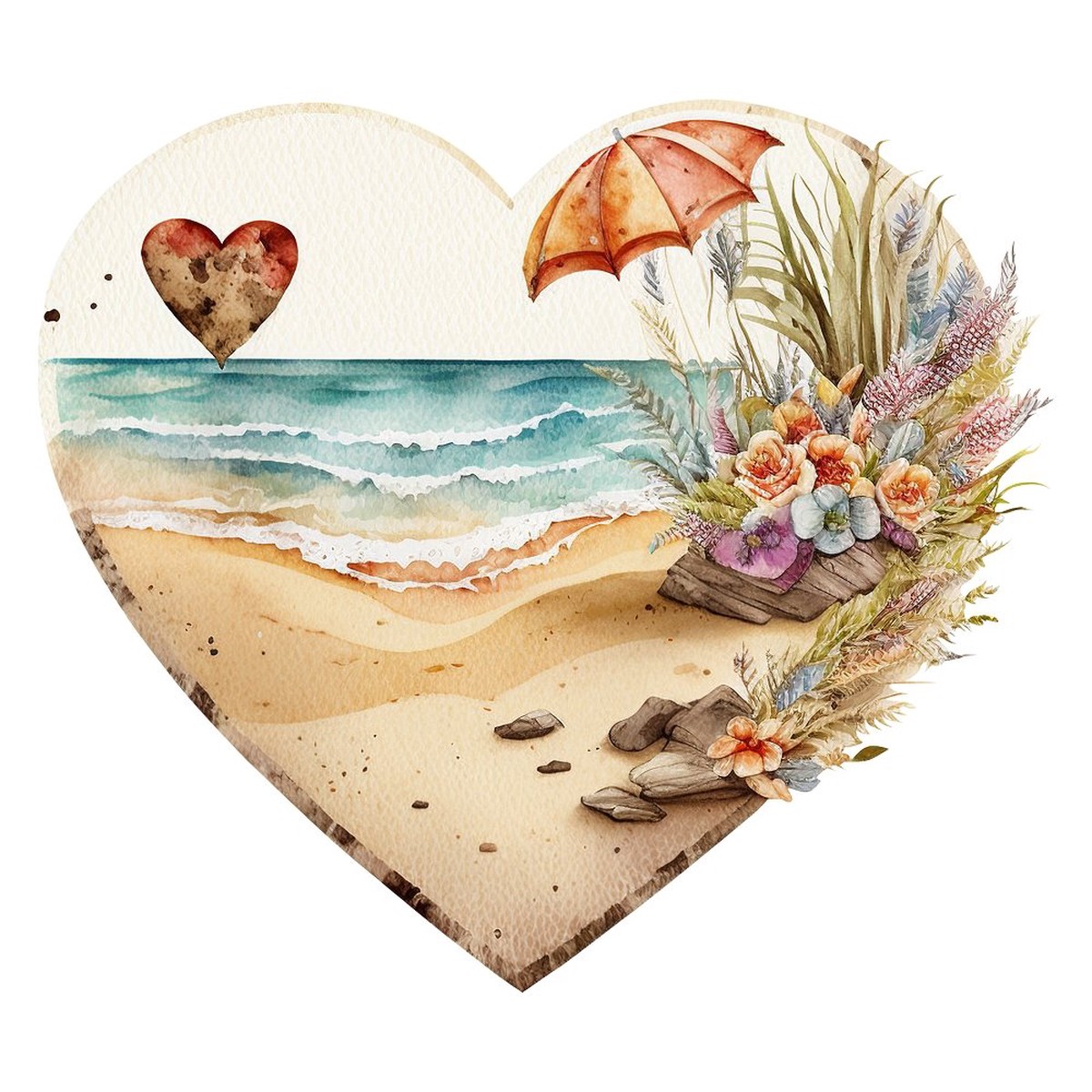 Sunnet Beach Heart 4 Fabric Panel
