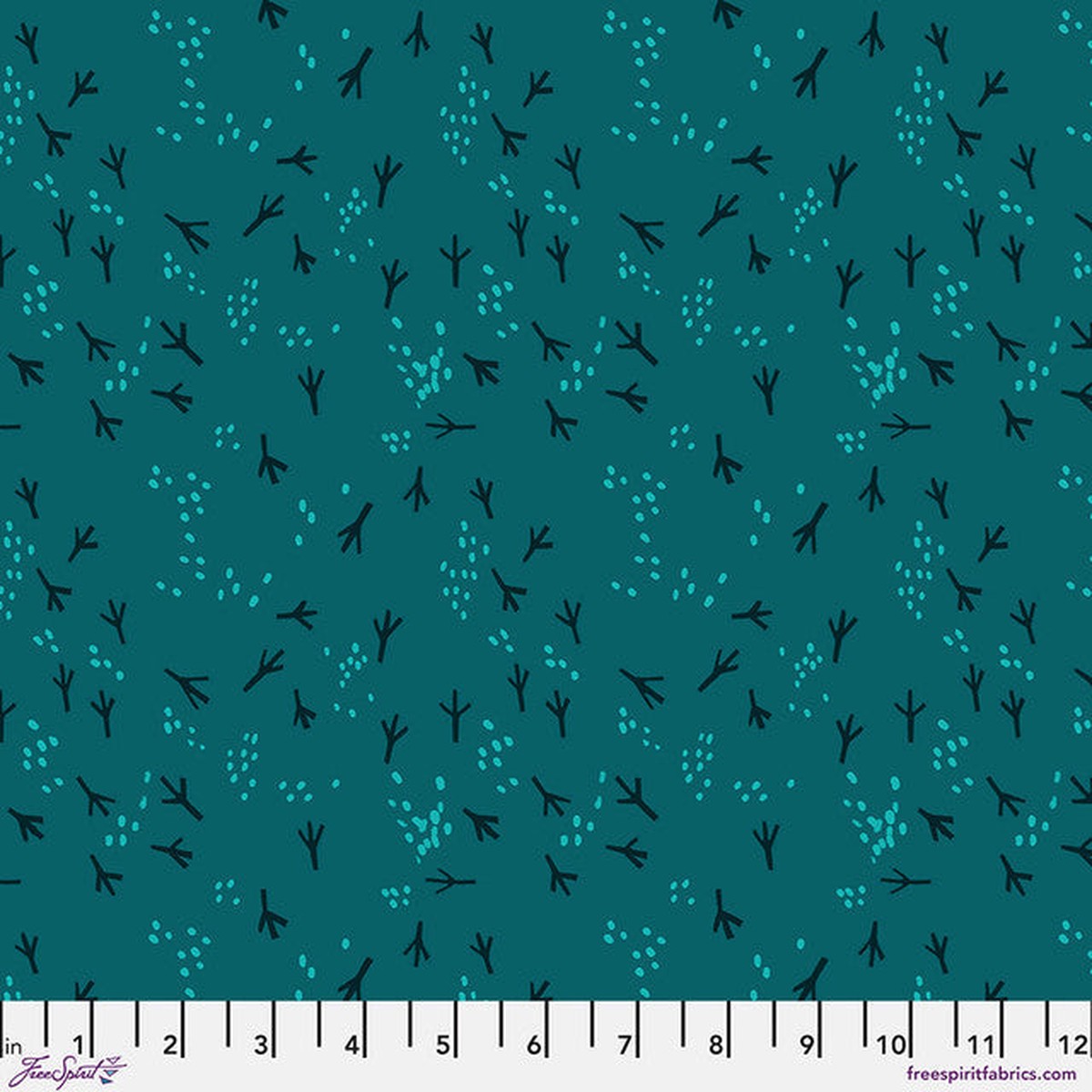 Teal Fancy Feet What the Birds Said Cotton 44"/45" Fabric Per Yard