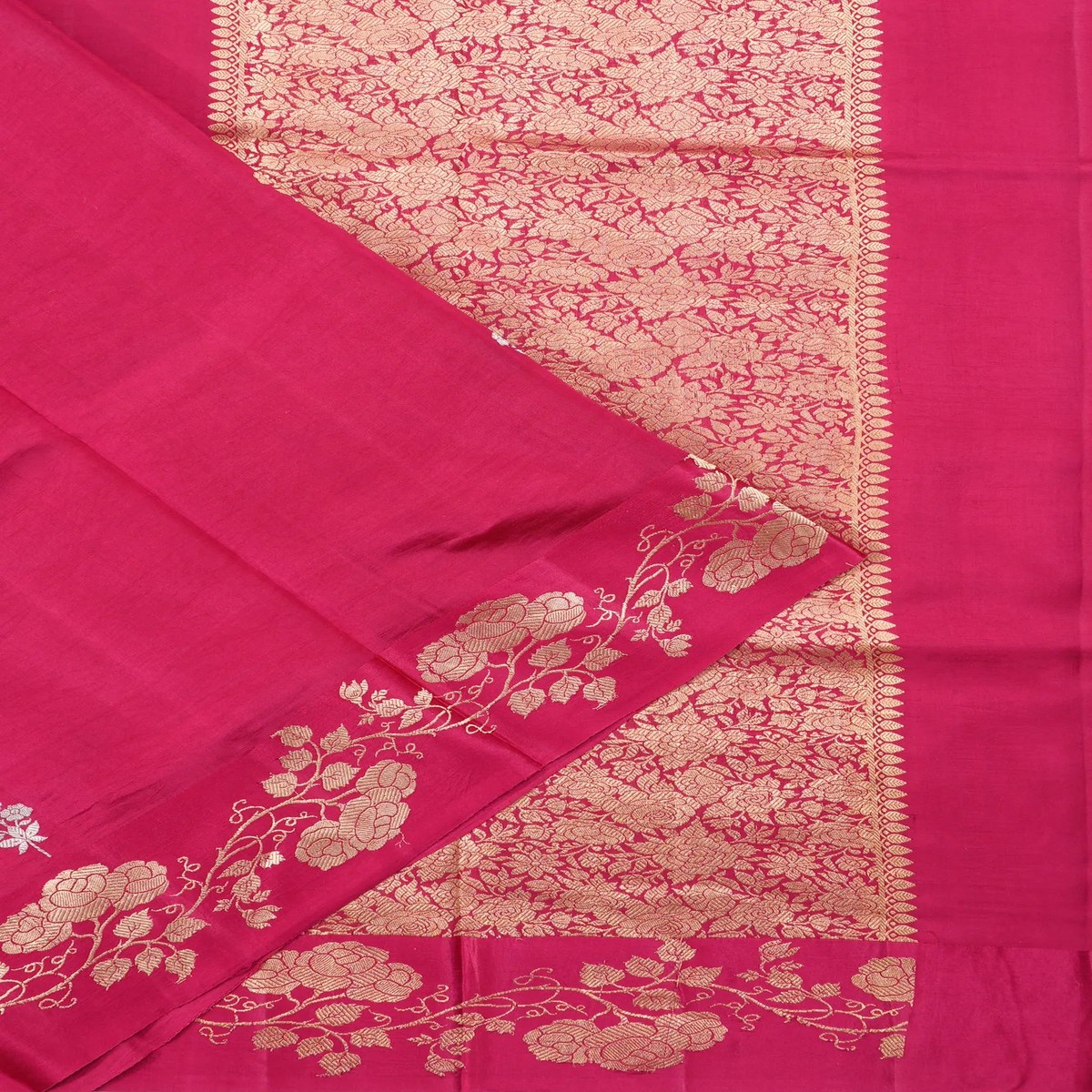 Banarasi Katan Silk Butta Hot Pink Saree
