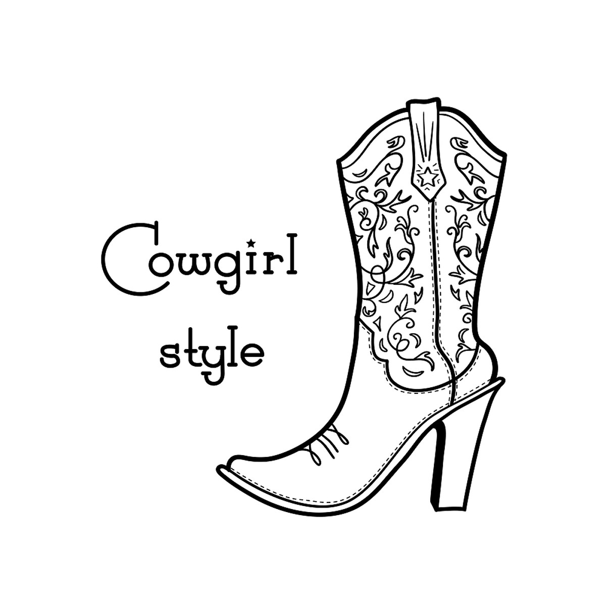 Cowgirl Boot Fabric Panel - White