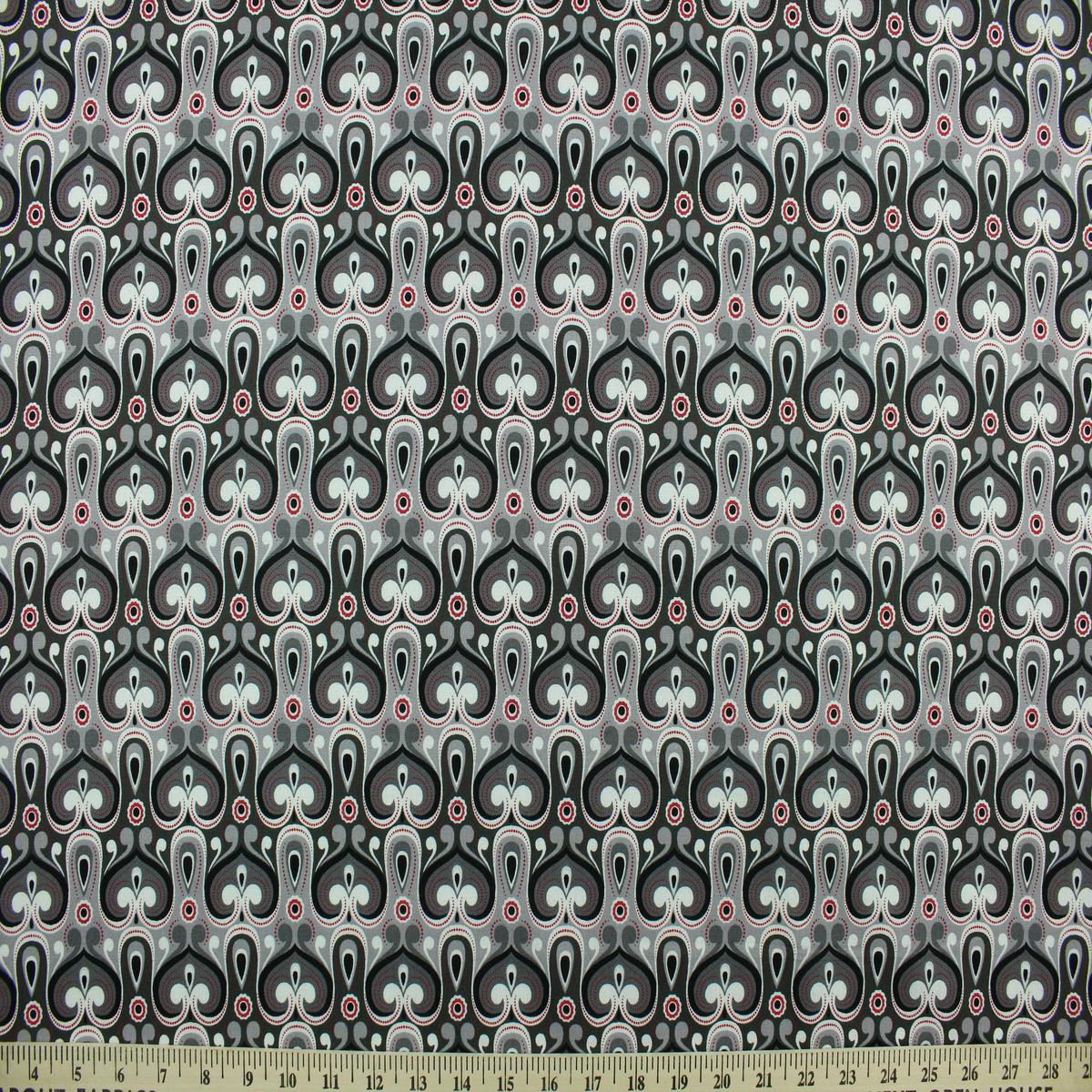 Fabric Traditions Grace in Gray/Red