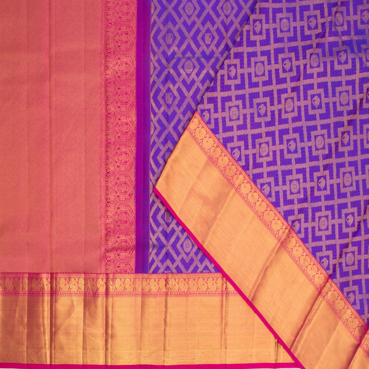Kanchipuram Silk Brocade Violet Saree