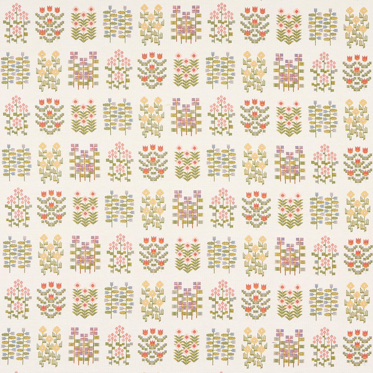 Annika Floral Tapestry Multi on Ivory Fabric