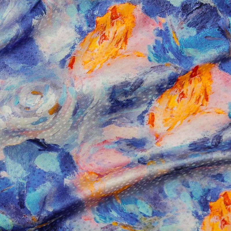 Digital Rose Jacquard Royal / Orange