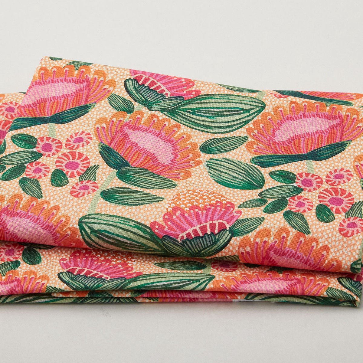 Paradise Bloom - Playful Proteas Apricot Digitally Printed 2 Yard Cut