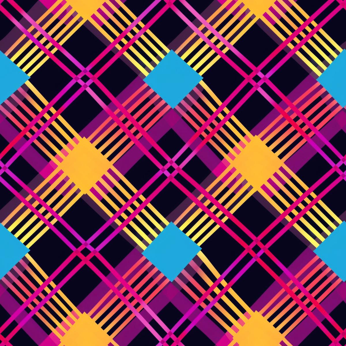 Neon Gingham Pattern 8 Quilting Cotton Fabric