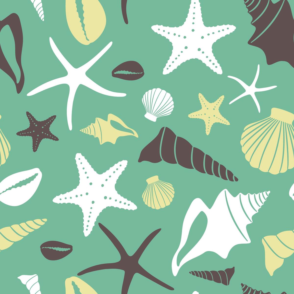 Boho Sea Shells Pattern 1 Quilting Cotton Fabric