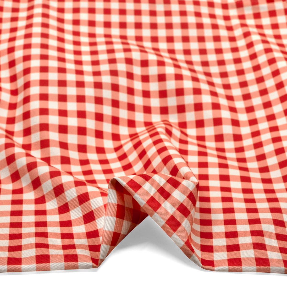 Gingham Printed Cotton Twill - Strawberry