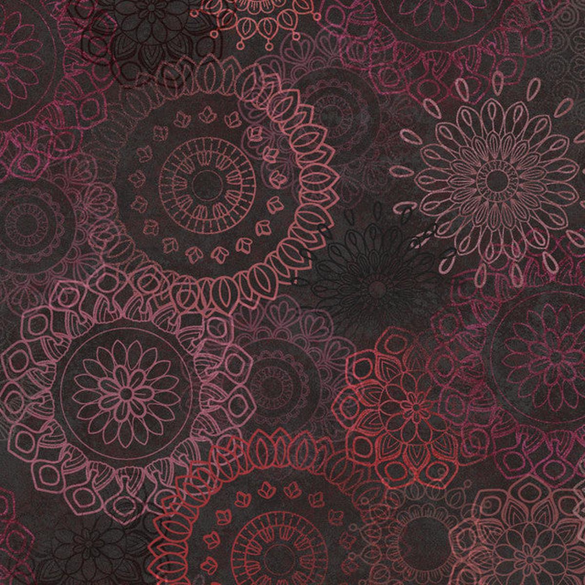 Black and Maroon Operetta Lace Flowers Cotton 43"/44" Fabric Per Yard
