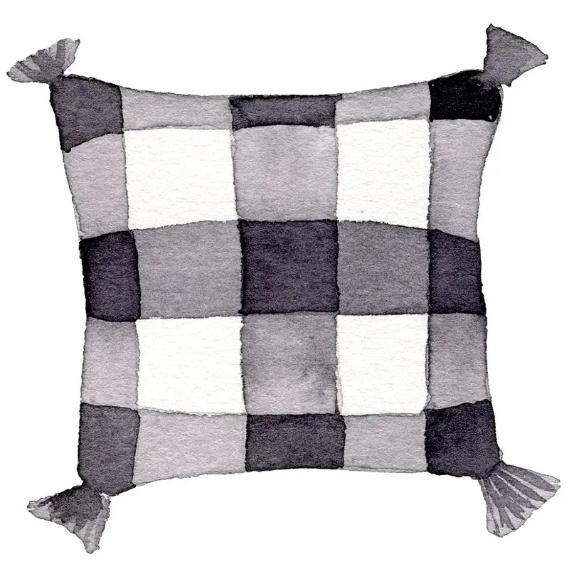 Christmas Farmhouse Gnome Black and White Pillow Fabric Panel
