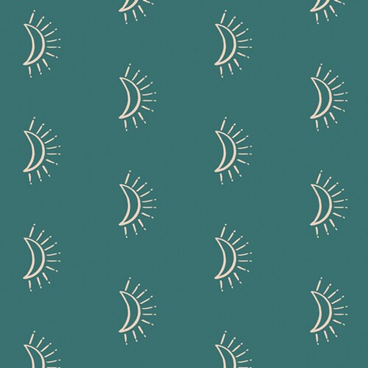 Turquoise Sunmoon cotton fabric - Luna & Laurel AGF cotton, QTR YD