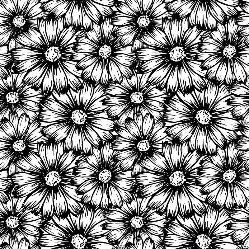 Wildflower Fabric - Black & White