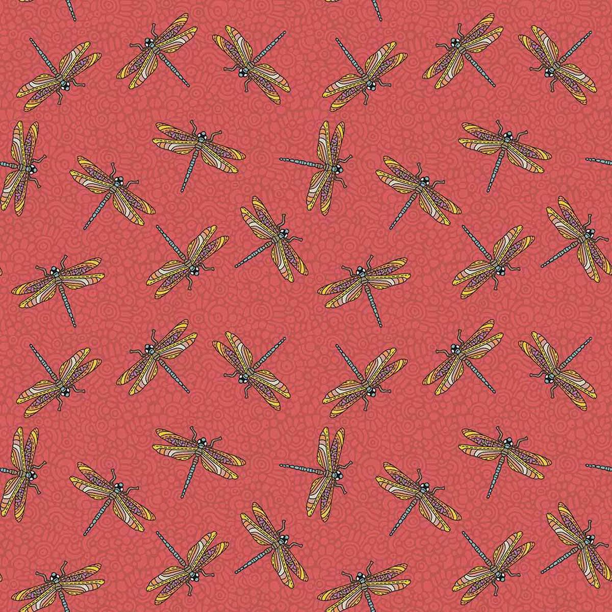 Benartex - Small Wonders by Valentina Harper - Dragonfly Wonder - Persimmon - Yardage
