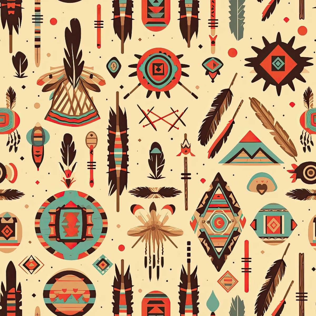 Native American Elements Pattern 12 Quilting Cotton Fabric