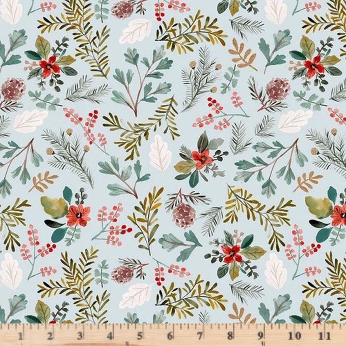 Baby It's Cold Outside Festive Floral Sky DCJ3148 SKY Half yd continuous cuts