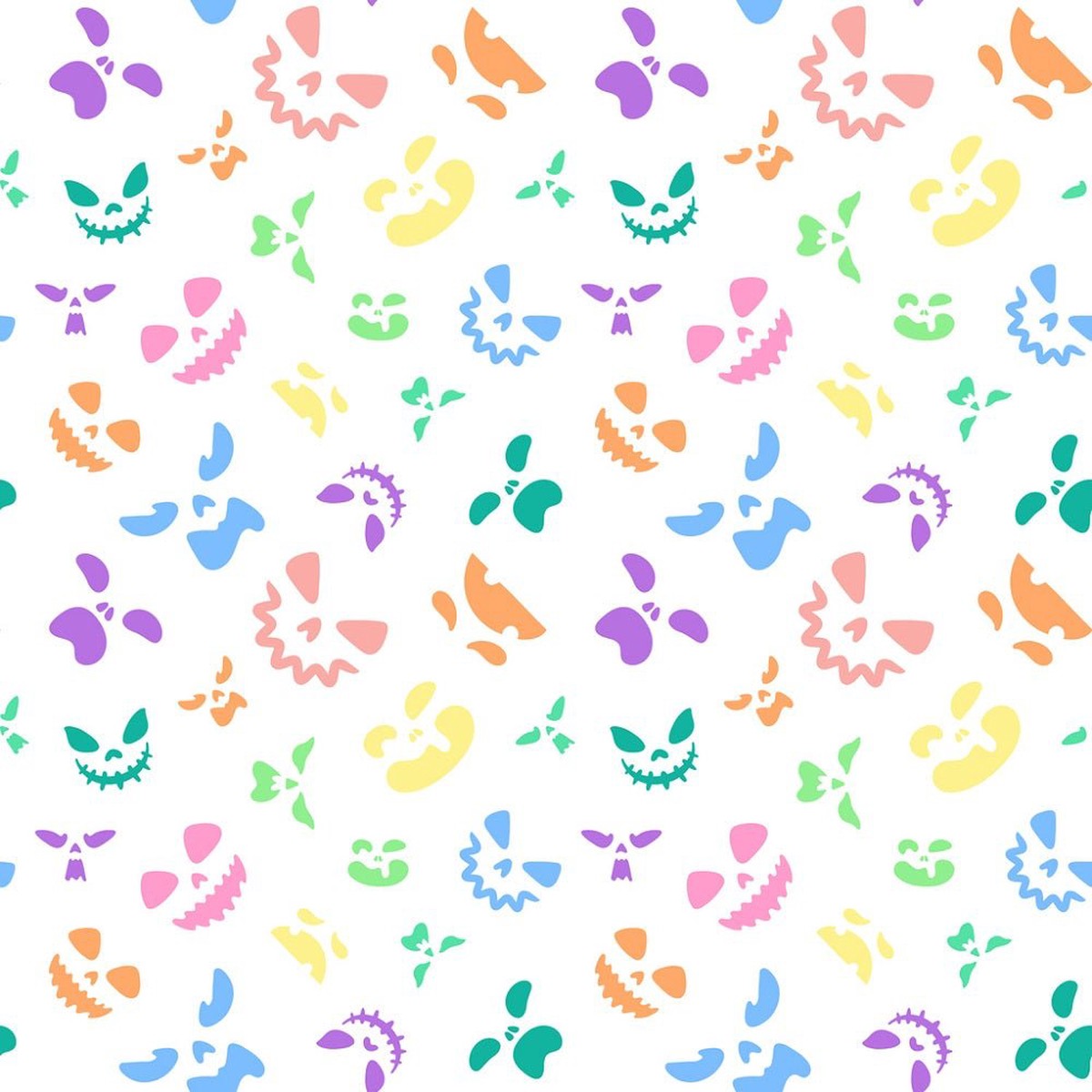 Halloween Faces Fabric - Pastel