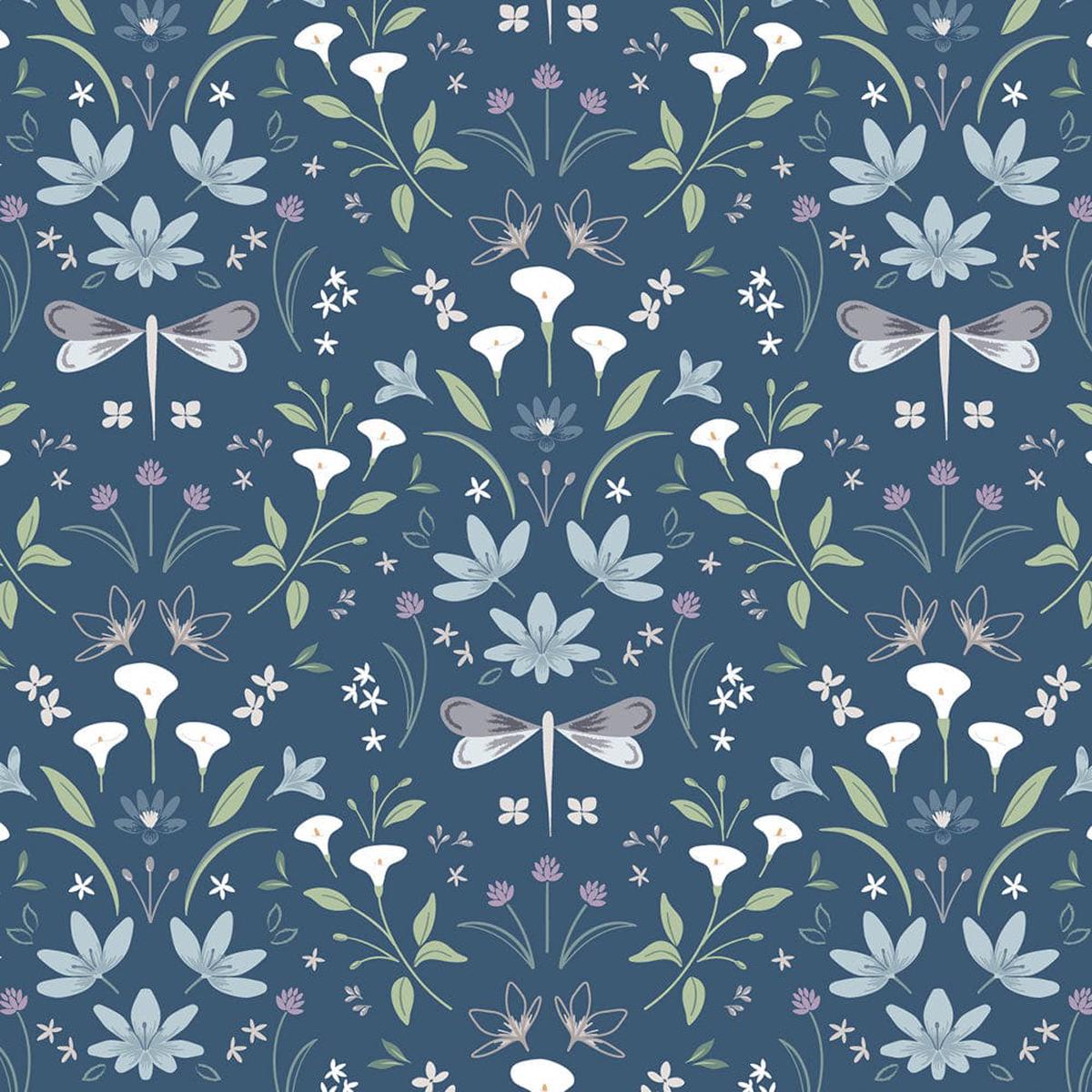 Lewis and Irene The Water Gardens - Graceful Reflecfons Navy Blue CC36-3