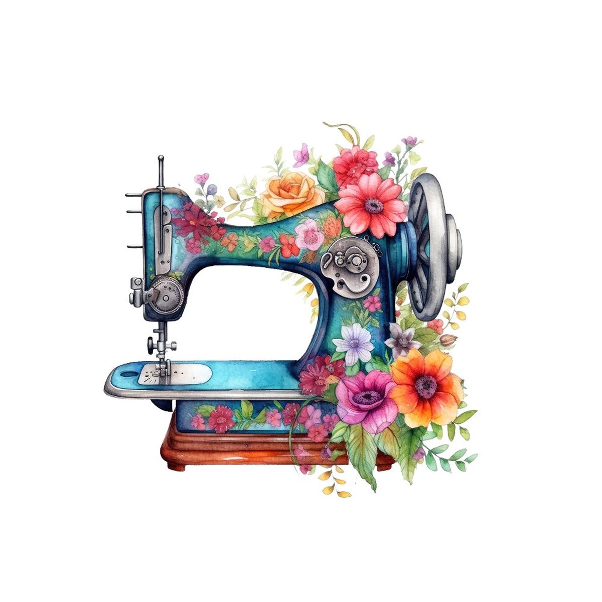 Watercolor Sewing Machine Pattern 5 Fabric Panel