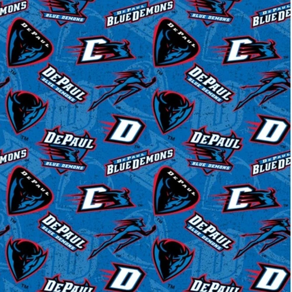 DePaul Blue Demons Cotton Fabric Tone on Tone Print-Sold By the Yard