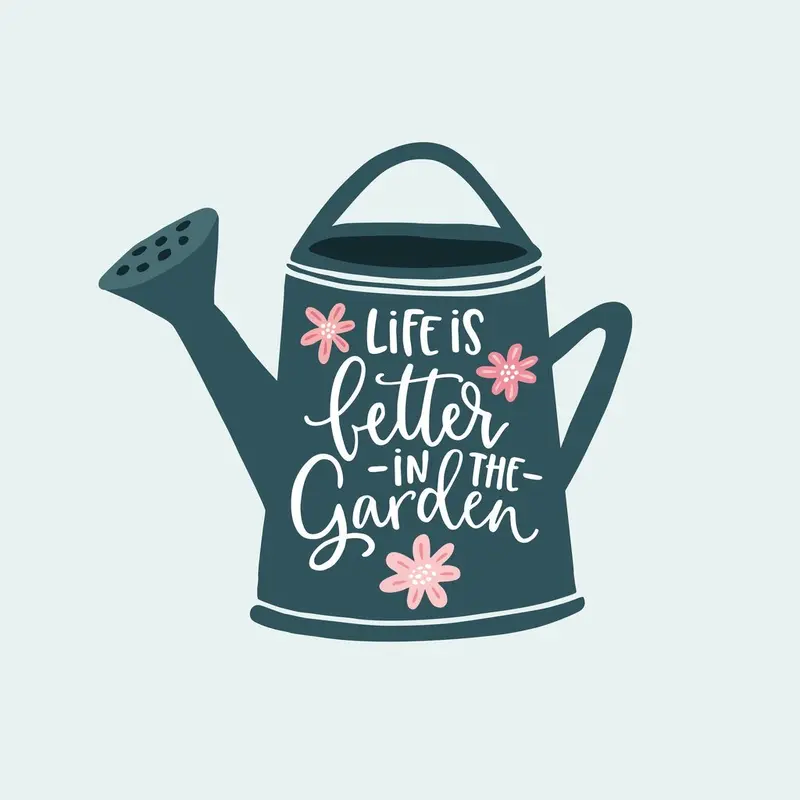Life Is Better In The Garden Watering Can Fabric Panel - Pink