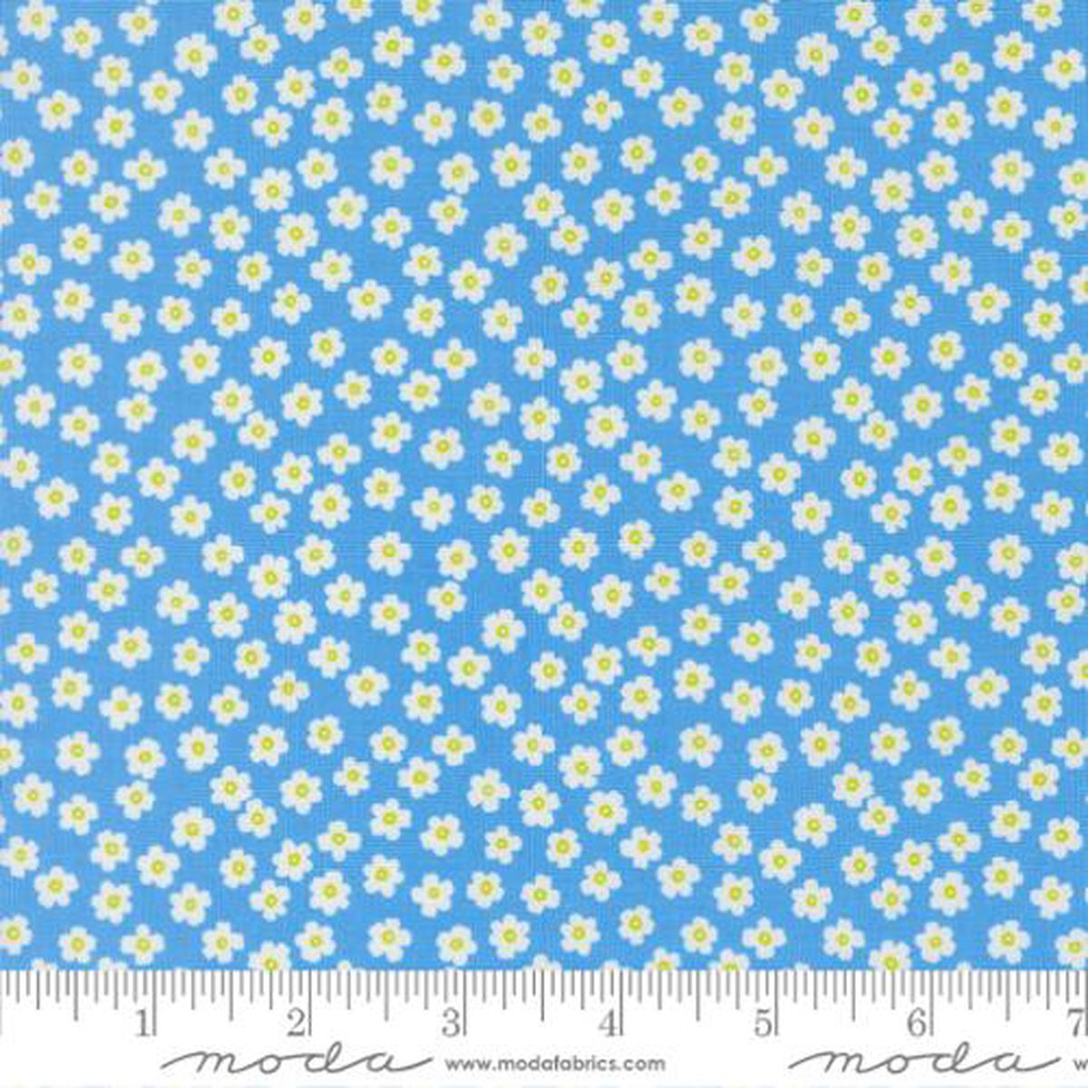 Printed Cotton Poplin - Alli K Design - True to Hue - Ditsy Flower - Blue