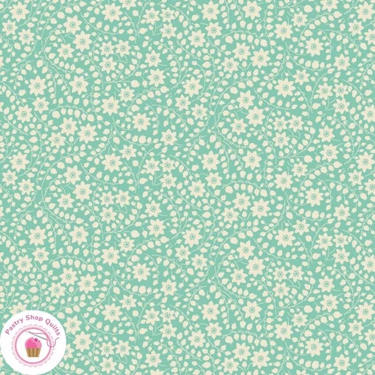 Maywood NANA MAE VI 366 60 Mint Green Aqu Floral Quilt Fabric 30's REPRODUCTION