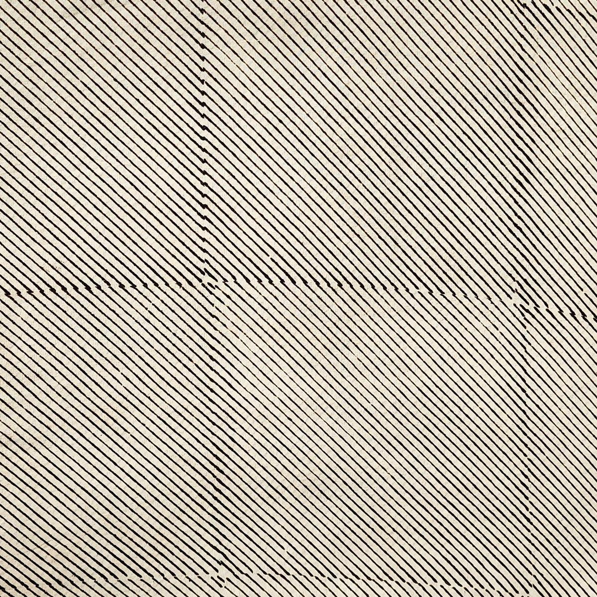 Pure Cotton Bagru Cream With Thin Black Lines Hand Block Print Fabric