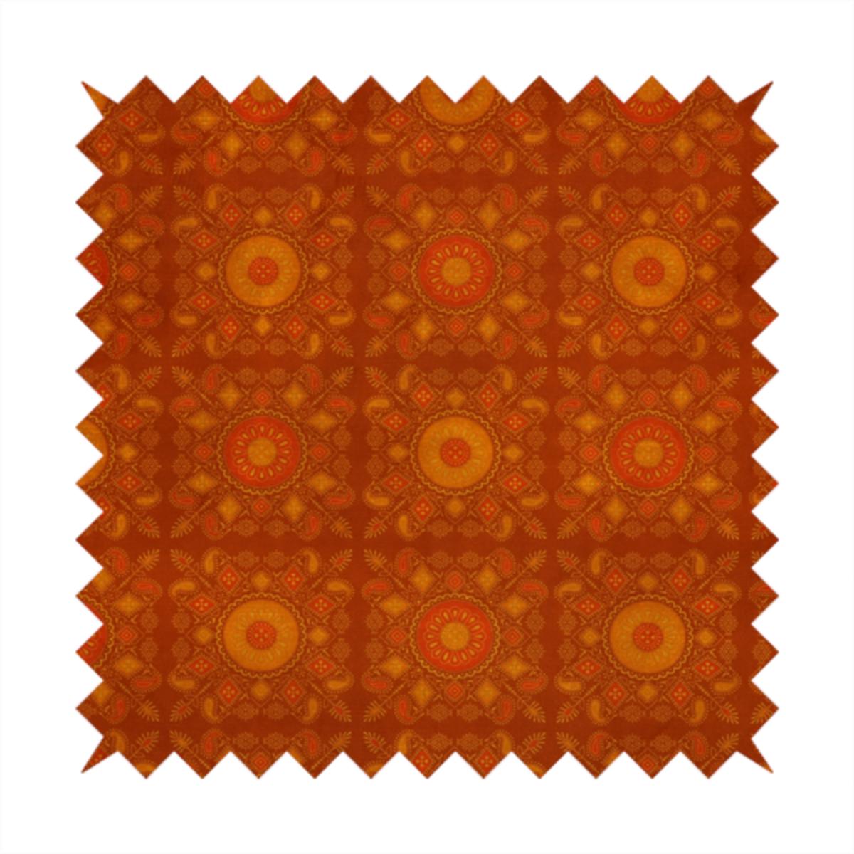 Rust & Ochre Bohemian Sunburst Upholstery Fabric DP-291