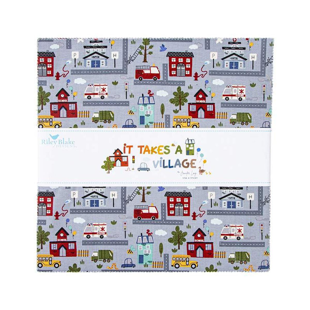 SALE It Takes a Village Layer Cake 10" Stacker Bundle - Riley Blake - 42-Piece Precut - First Responders - Quilting Cotton Fabric