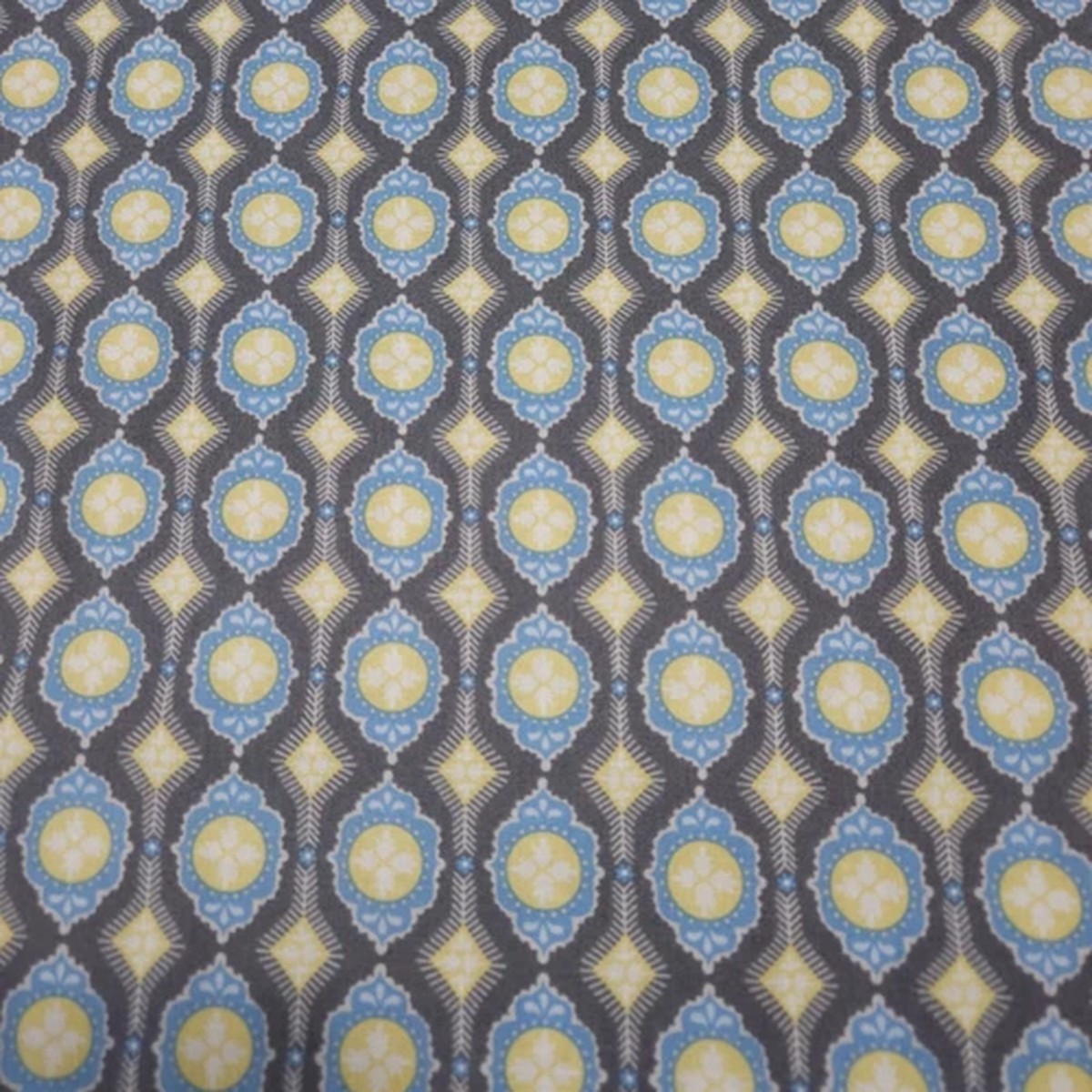 Born Wild BTY Ana Davis Blend Fabrics White Blue Gray Medallion Stripe