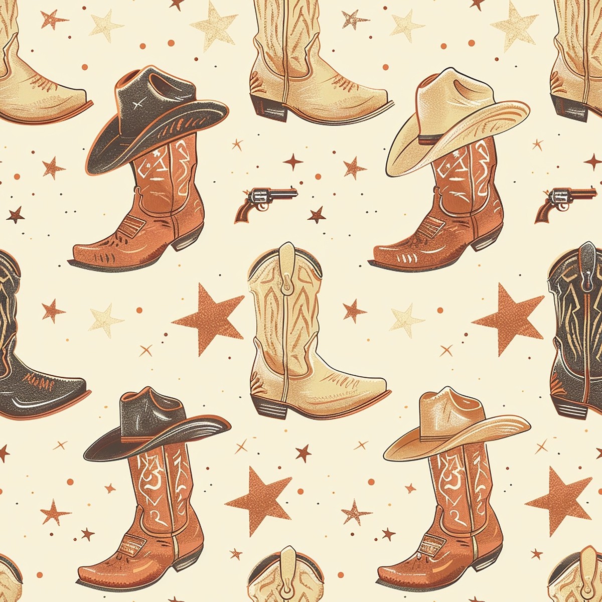 Cowboy Charm Pattern 9 Quilting Cotton Fabric