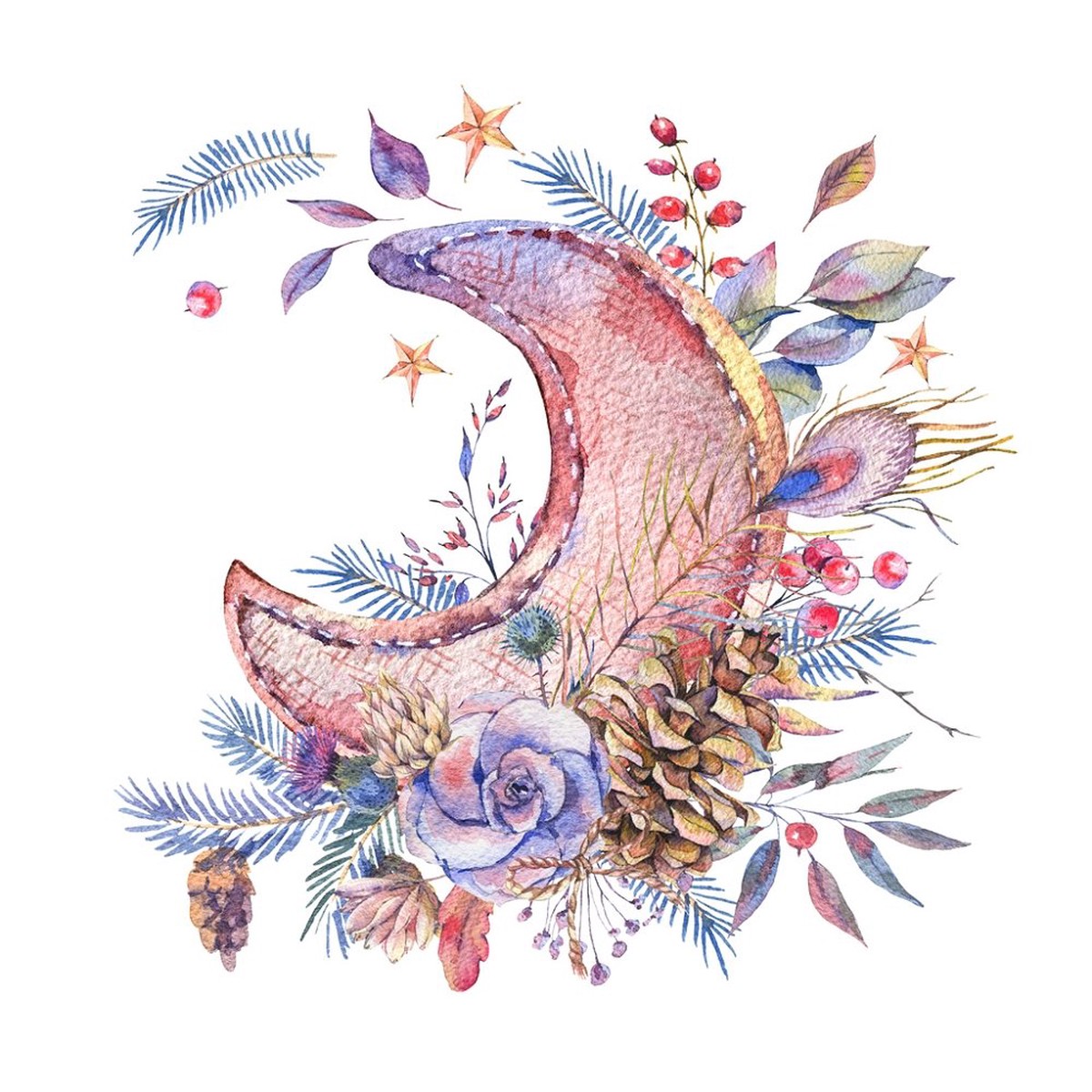 Magical Moon Roses Fabric Panel