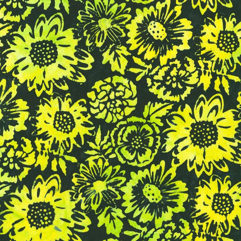 Bees and Flowers Batiks Grellow