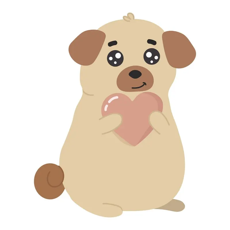Pug With Heart Fabric Panel