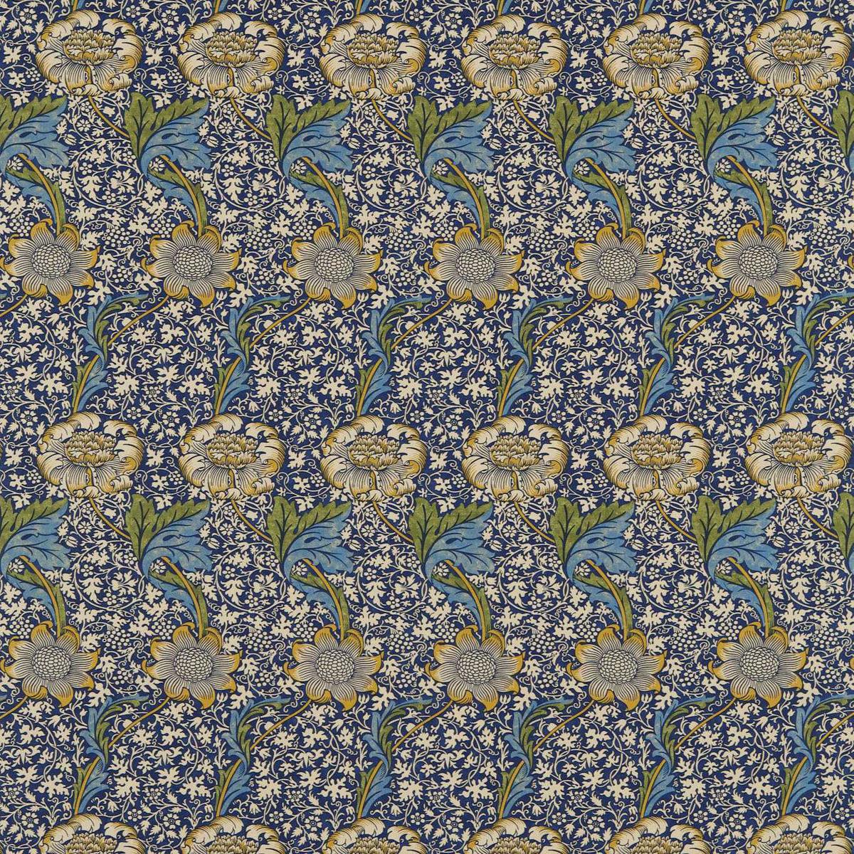 MORRIS & CO Kennet Fabric Contemporary, Floral Indigo,Gold - DM6F220322