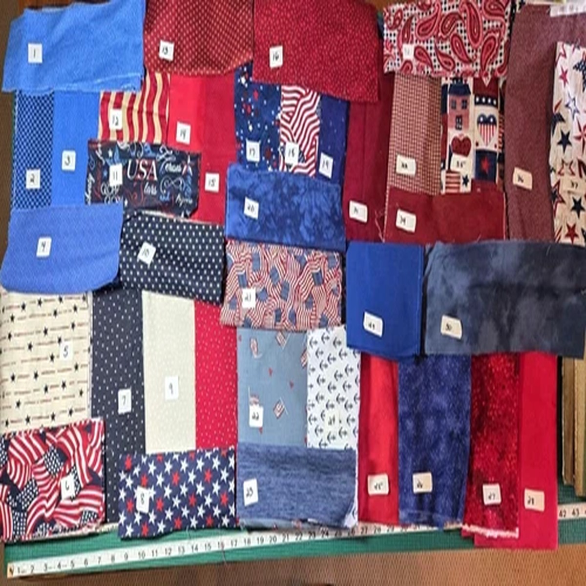 YOUR CHOICE: Patriotic Scraps Remnants Flags Stars Stripe cotton quilting Fabric