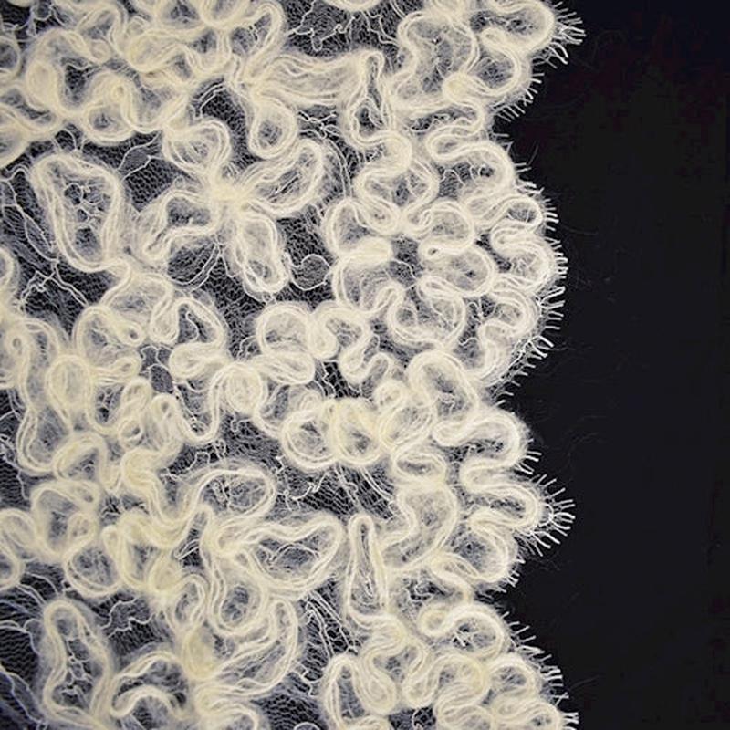 5.28 YD/PC - Ivory Solstiss Mohair Wool French Lace Fabric