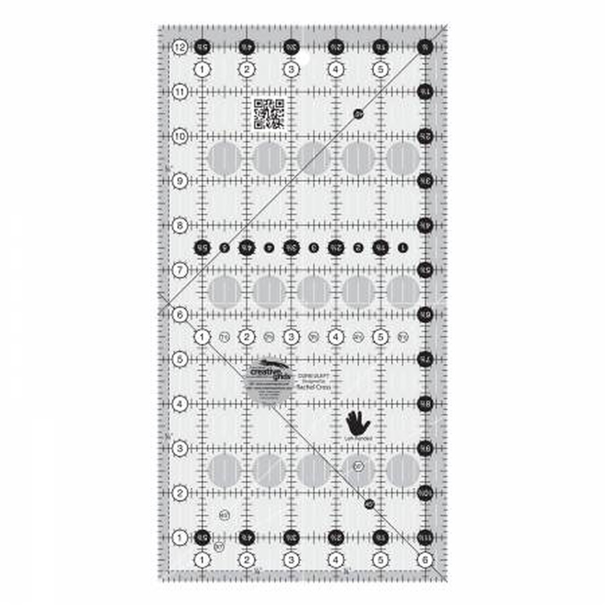 Creative Grids LEFT Handed Quilt Ruler 6-1/2in x 12-1/2in
