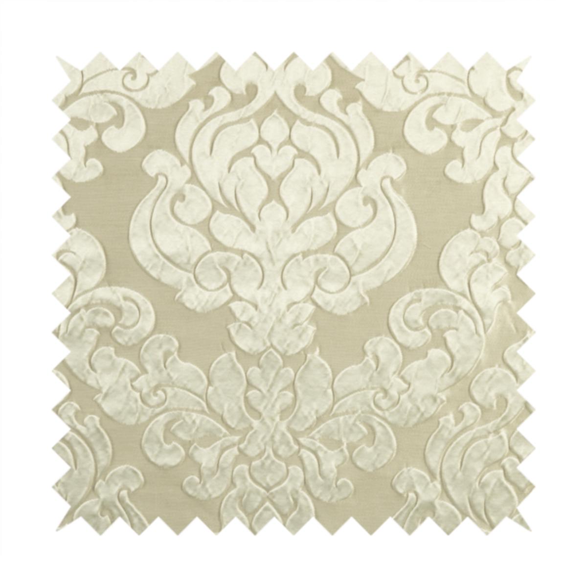Paradise Damask Pattern In Cream Upholstery Fabric CTR-2527